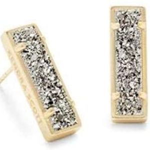 NWT - KS - Gold Stud Earrings in Platinum Drusy